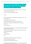 Nebraska Pharmacy Law Study Guide Exam Questions and Actual Detailed Answers &lpar;2025-2026&rpar; Edition&period;