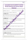 DATABASE MANAGEMENT SYSTEM  MCQS Questions and Answers &lpar;Expert  Solutions&rpar;