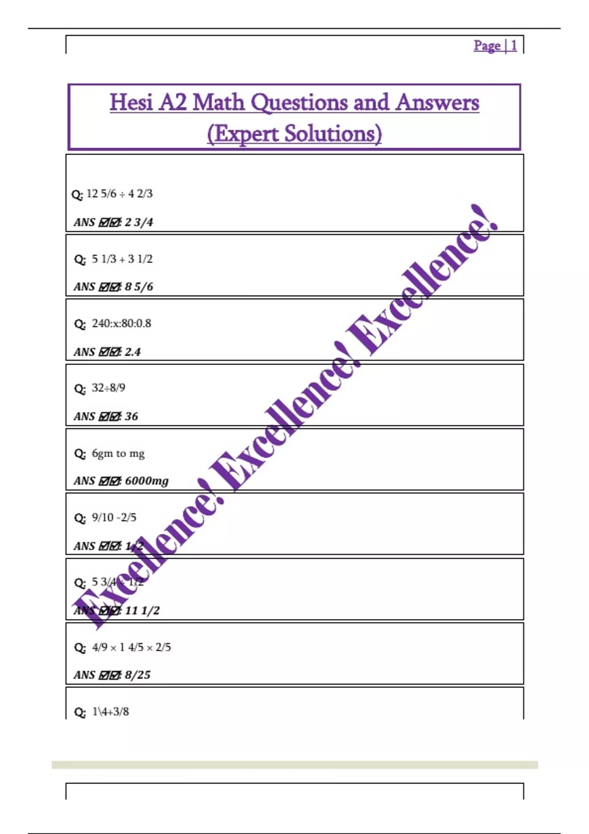 Hesi A2 Math Questions and Answers (Expert Solutions) - HESI A2 - Stuvia US