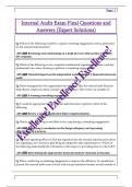 Internal Audit Exam Final Questions and  Answers &lpar;Expert Solutions&rpar;