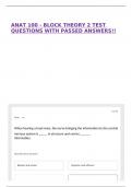 ANAT 100 - BLOCK THEORY 2 TEST QUESTIONS WITH PASSED ANSWERS&excl;&excl;