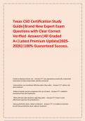     Texas CSO Certification Study Guide&vert;Brand New Expert Exam Questions with Clear Correct Verified  Answers&vert;All Graded A&plus;&vert;Latest Premium Update&lpar;2025-2026&rpar;&vert;100&percnt; Guaranteed Success&period;