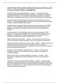 CERTIFIED PROVIDER CREDENTIALING SPECIALIST &lpar;CPCS&rpar; QUESTIONS & ANSWERS