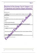 Nutrition & Diet therapy Test &num;1 chapter 1&comma; 2&comma;  3 Questions and Answers &lpar;Expert Solutions&rpar;