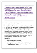 California Basic Educational Skills Test  &lpar;CBEST&rpar; practice exam Questions And  Correct Answers &lpar;Verified Answers&rpar; Plus  Rationales 2025 Q&A &vert; Instant  Download Pdf