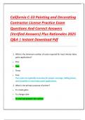 California C-33 Painting and Decorating  Contractor License Practice Exam  Questions And Correct Answers  &lpar;Verified Answers&rpar; Plus Rationales 2025  Q&A &vert; Instant Download Pdf 