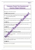 Tennessee Permit Test Questions and  Answers &lpar;Expert Solutions&rpar; 