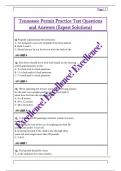 Tennessee Permit Practice Test Questions  and Answers &lpar;Expert Solutions&rpar; 