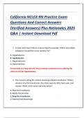 California NCLEX-RN Practice Exam  Questions And Correct Answers  &lpar;Verified Answers&rpar; Plus Rationales 2025  Q&A &vert; Instant Download Pdf 