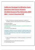 California Paralegal Certification Exam  Questions And Correct Answers  &lpar;Verified Answers&rpar; Plus Rationales 2025  Q&A &vert; Instant Download Pdf