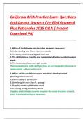 California RICA Practice Exam Questions  And Correct Answers &lpar;Verified Answers&rpar;  Plus Rationales 2025 Q&A &vert; Instant  Download Pdf