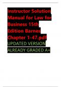Instructor Solution Manual for Law for Business 15th Edition Barnes All Chapters &lpar; 1-47&rpar; Complete Guide A&plus;&period;pdf 