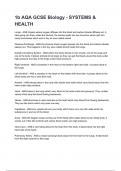 1b AQA GCSE Biology - SYSTEMS & HEALTH Questions and answers graded A&plus; 2025&sol;2026