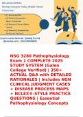 NSG 3280 &vert; Pathophysiology Exam 1  &vert; COMPLETE 2025 STUDY SYSTEM  &vert; &lpar;Galen College Verified&rpar; &vert; 350&plus; ACTUAL Q&A with DETAILED RATIONALES &vert; Includes NGN CLINICAL JUDGMENT CASES &plus; DISEASE PROCESS MAPS &plus; NCLEX&reg;-STYLE PRACTICE QUESTIONS &vert; Essential Pathophysiol