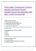 Future Soldier Training Exam 1 Practice  Questions And Correct Answers  &lpar;Verified Answers&rpar; Plus Rationales 2025  Q&A &vert; Instant Download Pdf 