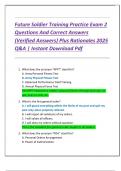 Compilation Bundle For Future Soldier Training Exams Practice Questions And Correct Answers &lpar;Verified Answers&rpar; Plus Rationales 2025 Q&A &vert; Instant Download Pdf