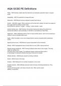 AQA GCSE PE Definitions Questions and answers graded A&plus; 2025&sol;2026