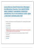 Learn2Serve Food Protection Manager  Certification Practice Test QUESTIONS  AND CORRECT ANSWERS &lpar;VERIFIED  ANSWERS&rpar; PLUS RATIONALES 2025 Q&A  &vert; INSTANT DOWNLOAD PDF