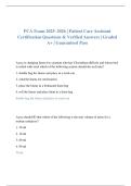 PCA Exam 2025&ndash;2026 &vert; Patient Care Assistant Certification Questions & Verified Answers &vert; Graded A&plus; &vert; Guaranteed Pass