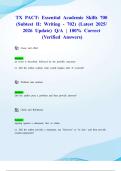 TX PACT&colon; Essential Academic Skills 700 &lpar;Subtest II&colon; Writing - 702&rpar; &lpar;Latest 2025&sol; 2026 Update&rpar; Q&sol;A &vert; 100&percnt; Correct &lpar;Verified Answers&rpar;