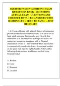 AQUIFER FAMILY MEDICINE EXAM  &vert;QUESTIONS BANK &vert; QUESTIONS  ACTUAL EXAM  QUESTIONS AND  CORRECT DETAILED ANSWERS WITH  RATIONALES < SURE TO PASS > - JUST  RELEASED