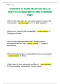 CHAPTER 7&colon; BASIC NURSING SKILLS  TEST &lpar;CNA&rpar; QUESTIONS AND ANSWERS  2025