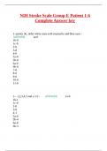 NIH Stroke Scale Group E Patient 1-6 Complete Answer key