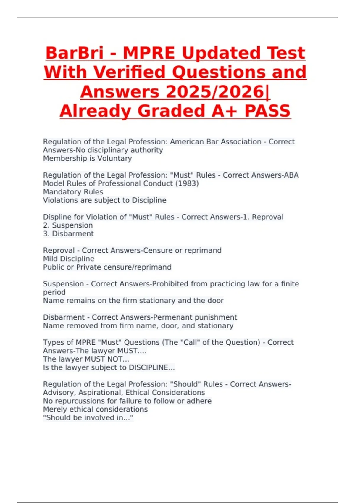 BarBri - MPRE | Multistate Professional Responsibility Examination ...