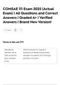 COMSAE 111 Exam 2025 &lpar;Actual Exam&rpar; &vert; All Questions and Correct Answers &vert; Graded A&plus; &vert; Verified Answers &vert; Brand New Version&excl;