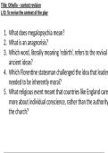 Othello Essay plans and context notes