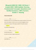 Blueprint NSG122 &sol; NSG 122 Exam 1  &lpar;Latest 2025 &sol; 2026 Update&rpar;&colon; Nursing  Fundamental Concepts &vert; Questions and  Verified Answers &vert; 100&percnt; Correct &vert; Grade A - Herzing    