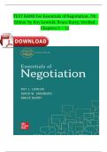 TEST BANK For Essentials of Negotiation&comma; 7th Edition by Roy Lewicki&comma; Bruce Barry&comma; Verified Chapters 1 - 12&comma; Complete Fully Covered Newest Version