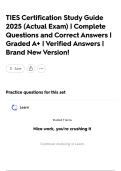  TIES Certification Study Guide 2025 &lpar;Actual Exam&rpar; &vert; Complete Questions and Correct Answers &vert; Graded A&plus; &vert; Verified Answers &vert; Brand New Version&excl;