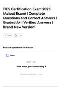 TIES Certification Exam 2025 &lpar;Actual Exam&rpar; &vert; Complete Questions and Correct Answers &vert; Graded A&plus; &vert; Verified Answers &vert; Brand New Version&excl;