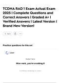 TCDHA RAD 1 Exam Actual Exam 2025 &vert; Complete Questions and Correct Answers &vert; Graded A&plus; &vert; Verified Answers &vert; Latest Version &vert; Brand New Version&excl;