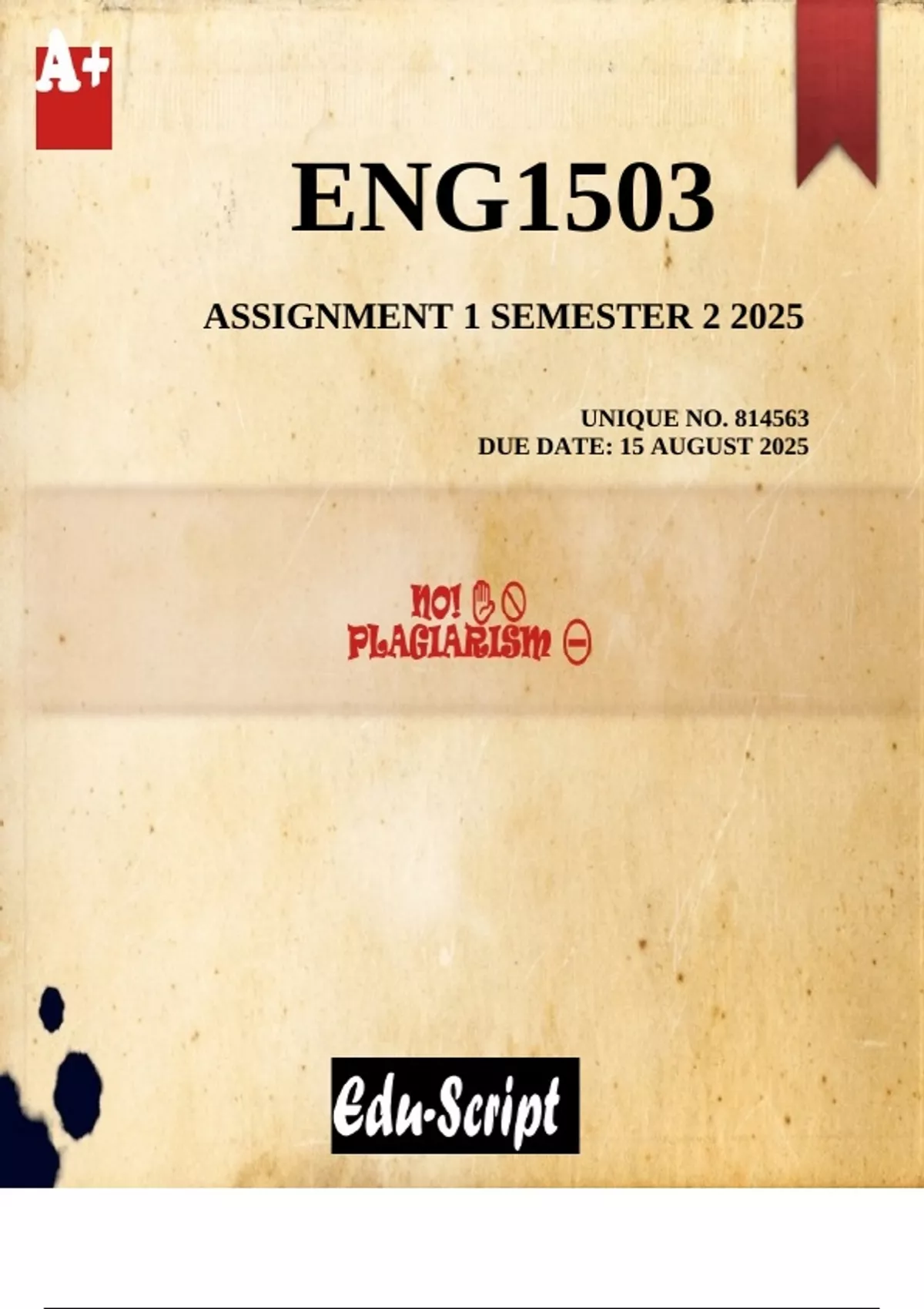 Eng1503 Assignment 1 Detailed Answers Semester 2 2025 814563 Due