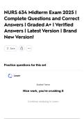 NURS 634 Midterm Exam 2025 | Complete Questions and Correct Answers | Graded A+ | Verified Answers | Latest Version | Brand New Version!