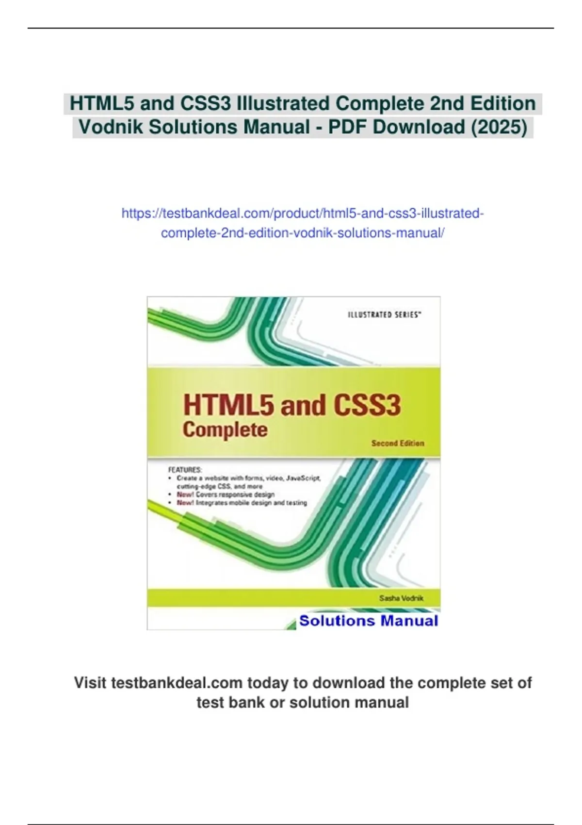 Summary HTML5 and CSS3 Illustrated Complete 2nd Edition Vodnik ...