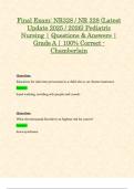 Final Exam&colon; NR328 &sol; NR 328 &lpar;Latest Update 2025 &sol; 2026&rpar; Pediatric Nursing &vert; Questions & Answers &vert; Grade A &vert; 100&percnt; Correct - Chamberlain