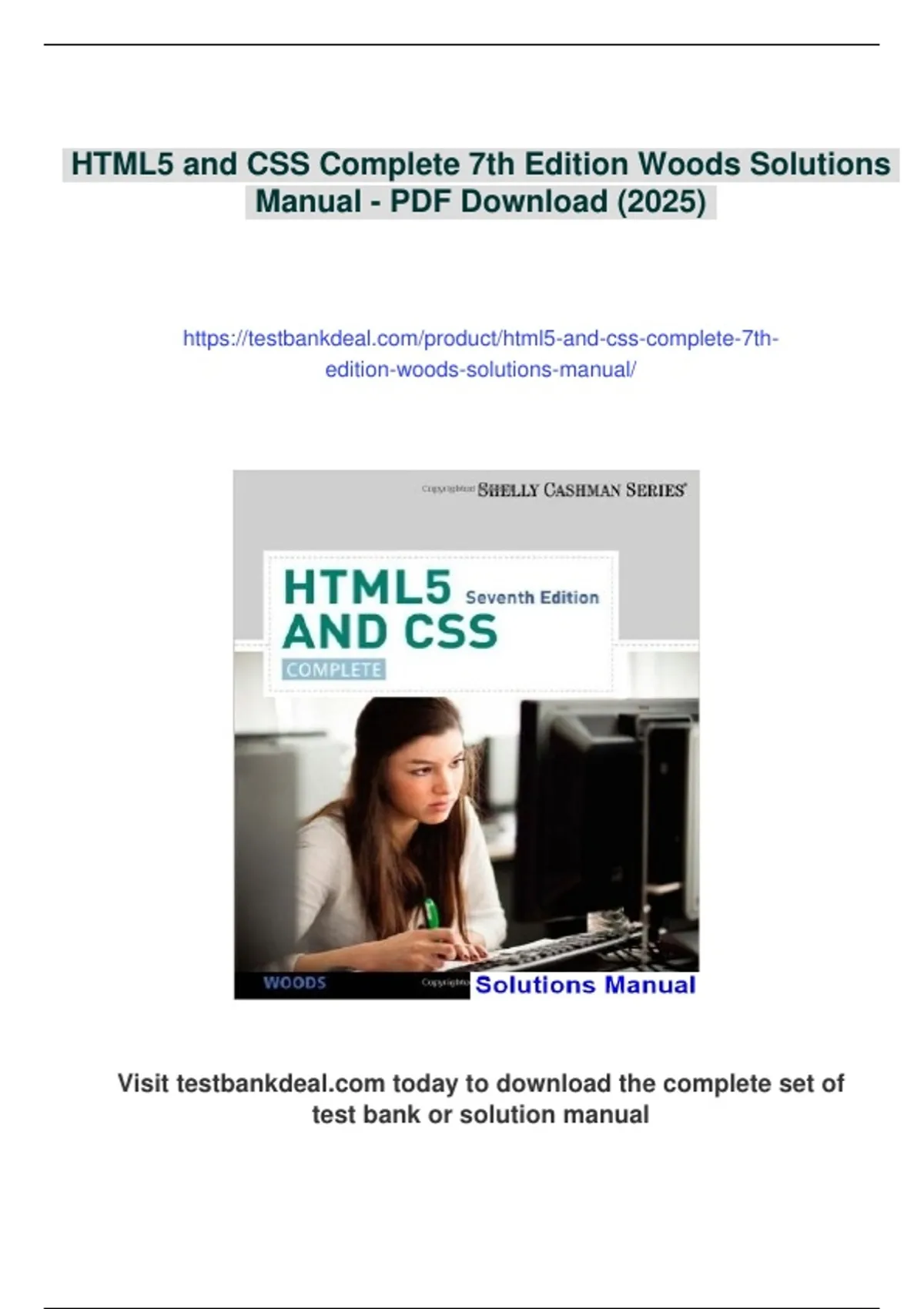 Css Manual Summary HTML5 and CSS Complete 7th Edition Woods Solutions Manual ...