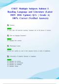 CSET Multiple Subjects Subtest I Reading Language and Literature &lpar;Latest 2025&sol; 2026 Update&rpar; Q&sol;A &vert; Grade A&vert; 100&percnt; Correct &lpar;Verified Answers&rpar;