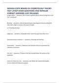 NEVADA STATE BOARD OF COSMETOLOGY THEORY TEST LATEST EXAM QUESTIONS AND DETAILED CORRECT ANSWERS JUST RELEASED