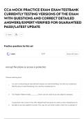 CCA MOCK PRACTICE EXAM EXAM TESTBANK  CURRENTLY TESTING VERSIONS OF THE EXAM  WITH QUESTIONS AND CORRECT DETAILED  ANSWERS&sol;EXPERT VERIFIED FOR GUARANTEED  PASS&excl;&sol;LATEST UPDATE