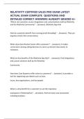 RELATIVITY CERTIFIED SALES PRO EXAM LATEST ACTUAL EXAM COMPLETE  QUESTIONS AND DETAILED CORRECT ANSWERS ALREADY GRADED A&plus;