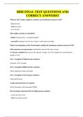 HHD FINAL TEST QUESTIONS AND CORRECT ANSWERS
