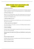 HHD COURSE TEST QUESTIONS AND CORRECT ANSWERS