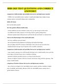HHD 2025 TEST QUESTIONS AND CORRECT ANSWERS