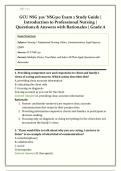 GCU NSG 310&sol; NSG310 Exam 2 Study Guide &vert; Introduction to Professional Nursing &vert; Latest 2026&sol;2027 Update &vert; Questions & Answers with Rationales &vert; Grade A &vert; Verified Solutions