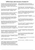 HIPAA Quiz with Answers Graded A&plus;