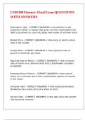 COB 300 Finance- Final Exam QUESTIONS WITH ANSWERS